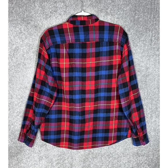 American Eagle Flannel Shirt Men Size XL Red‎ Blue Plaid Classic Fit Button Up - Picture 2 of 6